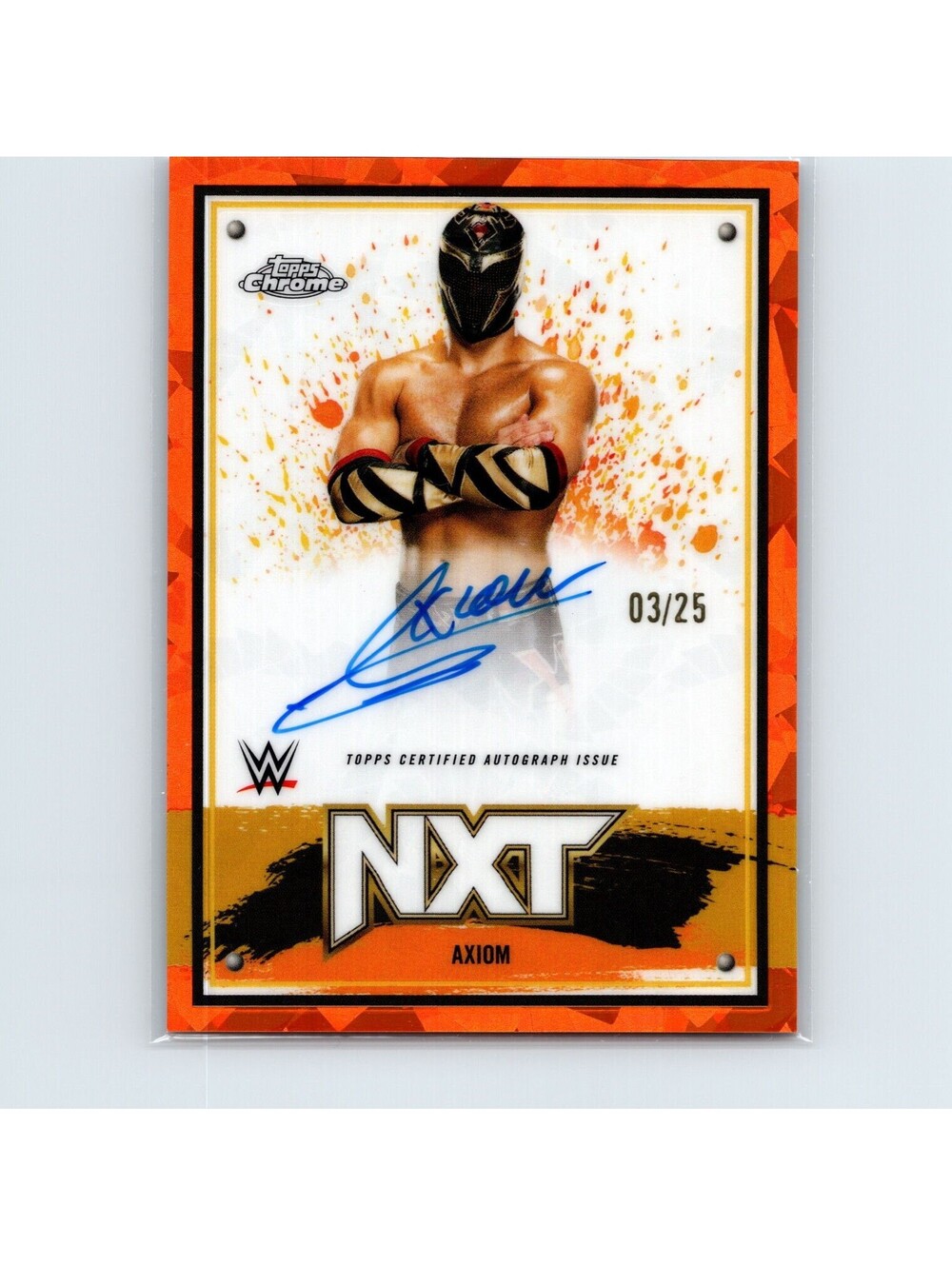 2025 Topps Chrome WWE Sapphire Axiom #NXT-AXM NXT Auto Orange Refractor #/25